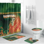 Senegal Football Bathroom Set Fiery Lion Halftone Mix Gradient Map Style