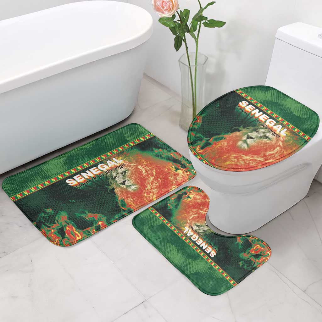 Senegal Football Bathroom Set Fiery Lion Halftone Mix Gradient Map Style