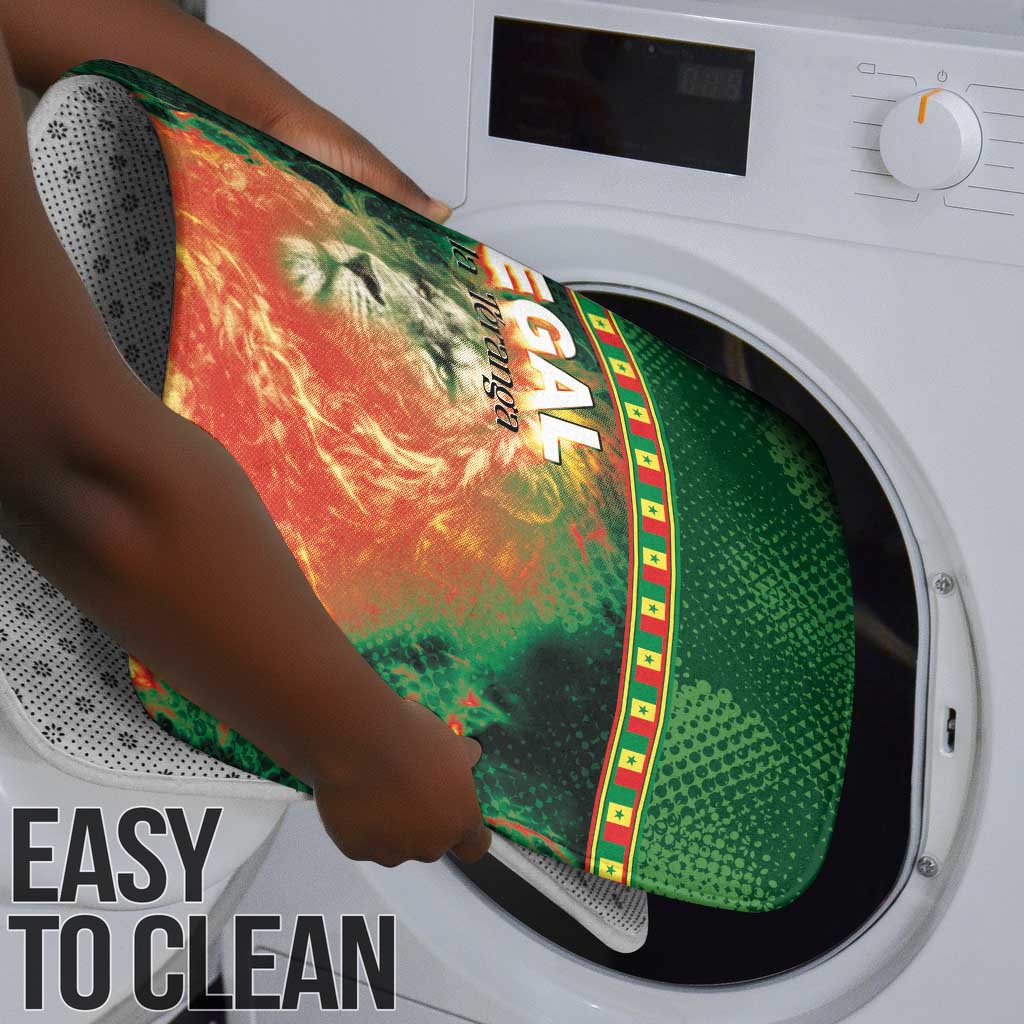Senegal Football Bathroom Set Fiery Lion Halftone Mix Gradient Map Style