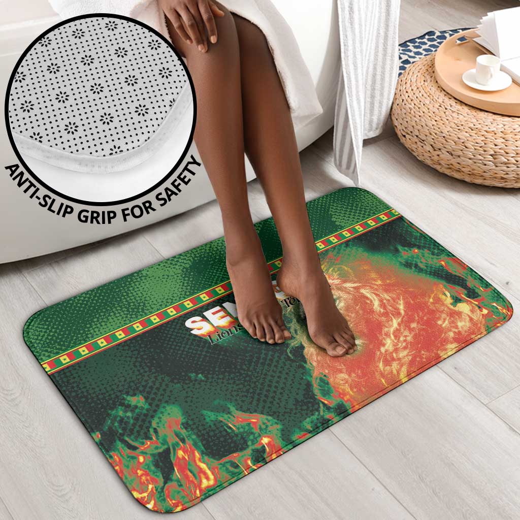 Senegal Football Bathroom Set Fiery Lion Halftone Mix Gradient Map Style