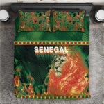 Senegal Football Bedding Set Fiery Lion Halftone Mix Gradient Map Style