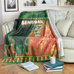 Senegal Football Blanket Fiery Lion Halftone Mix Gradient Map Style