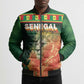 Custom Senegal Football Bomber Puffer Jacket Fiery Lion Halftone Mix Gradient Map Style