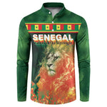 Custom Senegal Football Button Sweatshirt Fiery Lion Halftone Mix Gradient Map Style