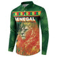 Custom Senegal Football Button Sweatshirt Fiery Lion Halftone Mix Gradient Map Style