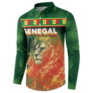 Custom Senegal Football Button Sweatshirt Fiery Lion Halftone Mix Gradient Map Style