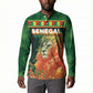 Custom Senegal Football Button Sweatshirt Fiery Lion Halftone Mix Gradient Map Style