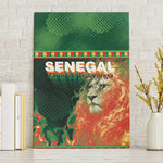 Senegal Football Canvas Wall Art Fiery Lion Halftone Mix Gradient Map Style