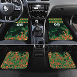 Custom Senegal Football Car Mats Fiery Lion Halftone Mix Gradient Map Style