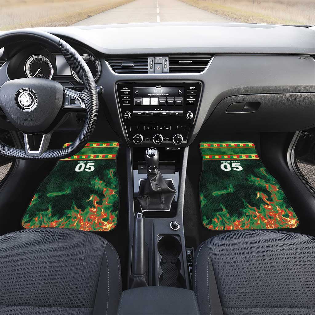 Custom Senegal Football Car Mats Fiery Lion Halftone Mix Gradient Map Style