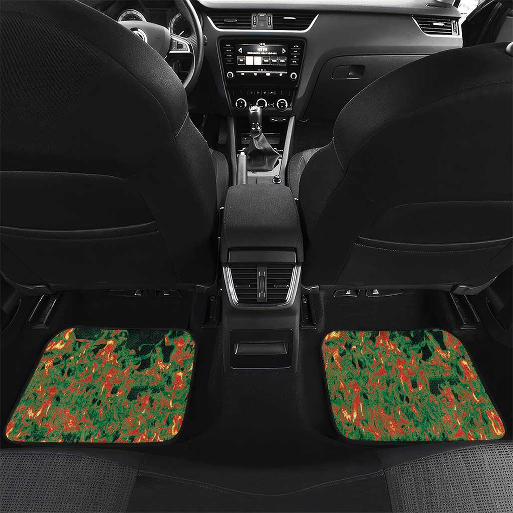 Custom Senegal Football Car Mats Fiery Lion Halftone Mix Gradient Map Style