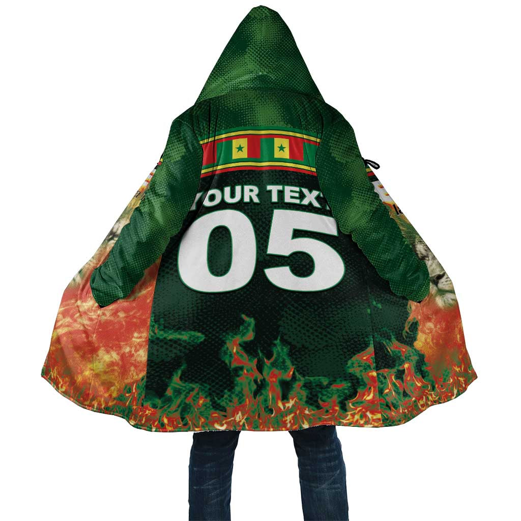 Custom Senegal Football Cloak Fiery Lion Halftone Mix Gradient Map Style