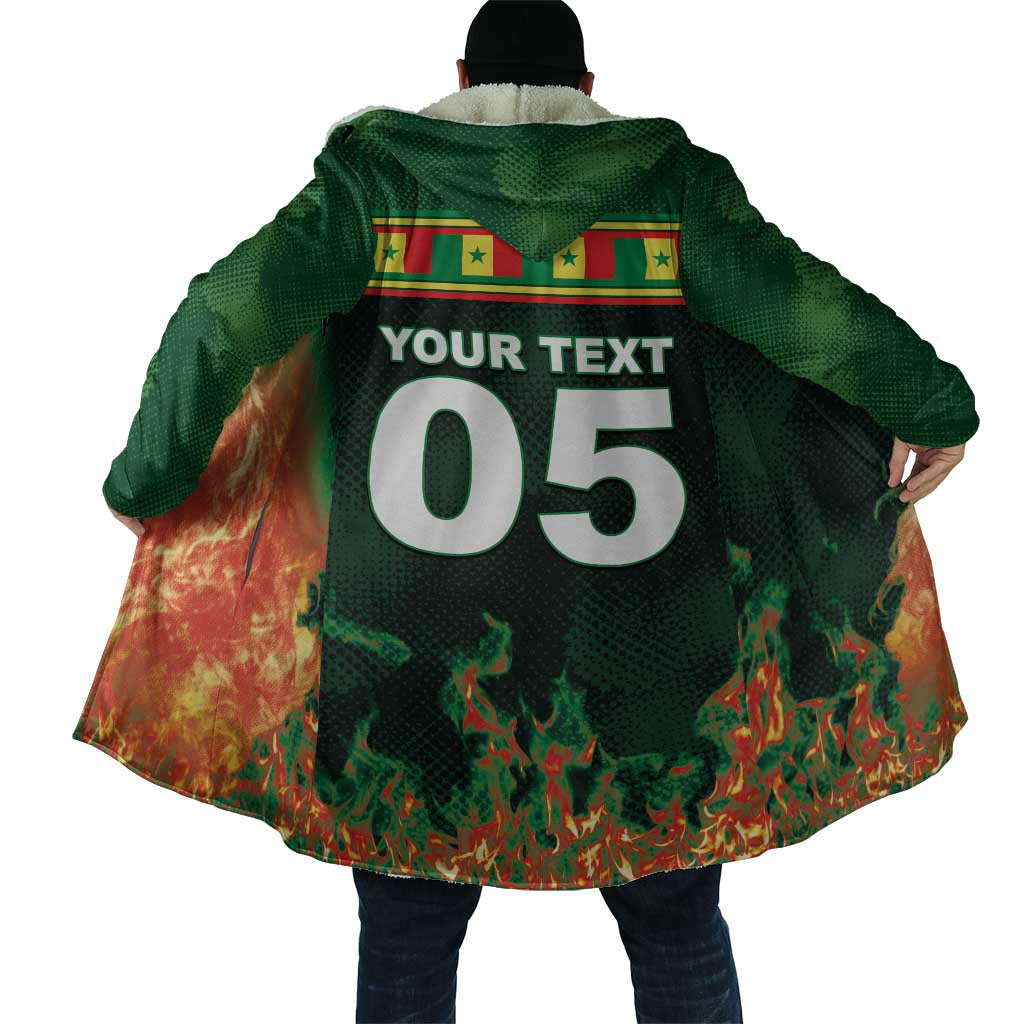 Custom Senegal Football Cloak Fiery Lion Halftone Mix Gradient Map Style