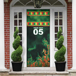 Custom Senegal Football Door Cover Fiery Lion Halftone Mix Gradient Map Style