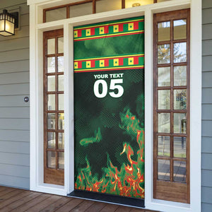 Custom Senegal Football Door Cover Fiery Lion Halftone Mix Gradient Map Style