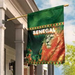 Senegal Football Garden Flag Fiery Lion Halftone Mix Gradient Map Style