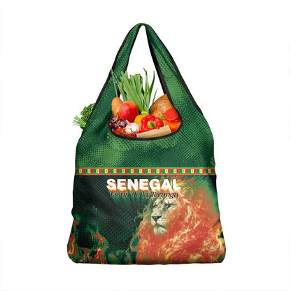Senegal Football Grocery Bag Fiery Lion Halftone Mix Gradient Map Style