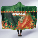 Senegal Football Hooded Blanket Fiery Lion Halftone Mix Gradient Map Style