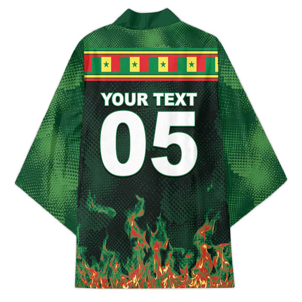 Custom Senegal Football Kimono Fiery Lion Halftone Mix Gradient Map Style