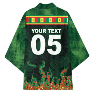 Custom Senegal Football Kimono Fiery Lion Halftone Mix Gradient Map Style