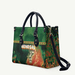 Senegal Football Leather Bag Fiery Lion Halftone Mix Gradient Map Style