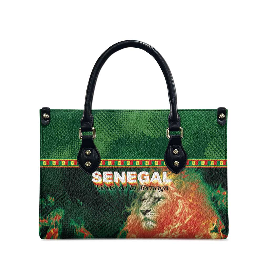 Senegal Football Leather Bag Fiery Lion Halftone Mix Gradient Map Style