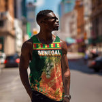 Custom Senegal Football Men Tank Top Fiery Lion Halftone Mix Gradient Map Style