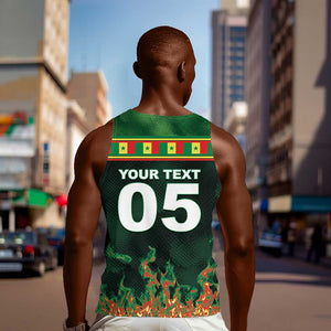 Custom Senegal Football Men Tank Top Fiery Lion Halftone Mix Gradient Map Style