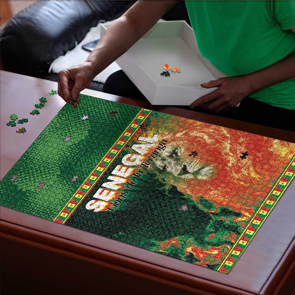 Senegal Football Puzzle Fiery Lion Halftone Mix Gradient Map Style