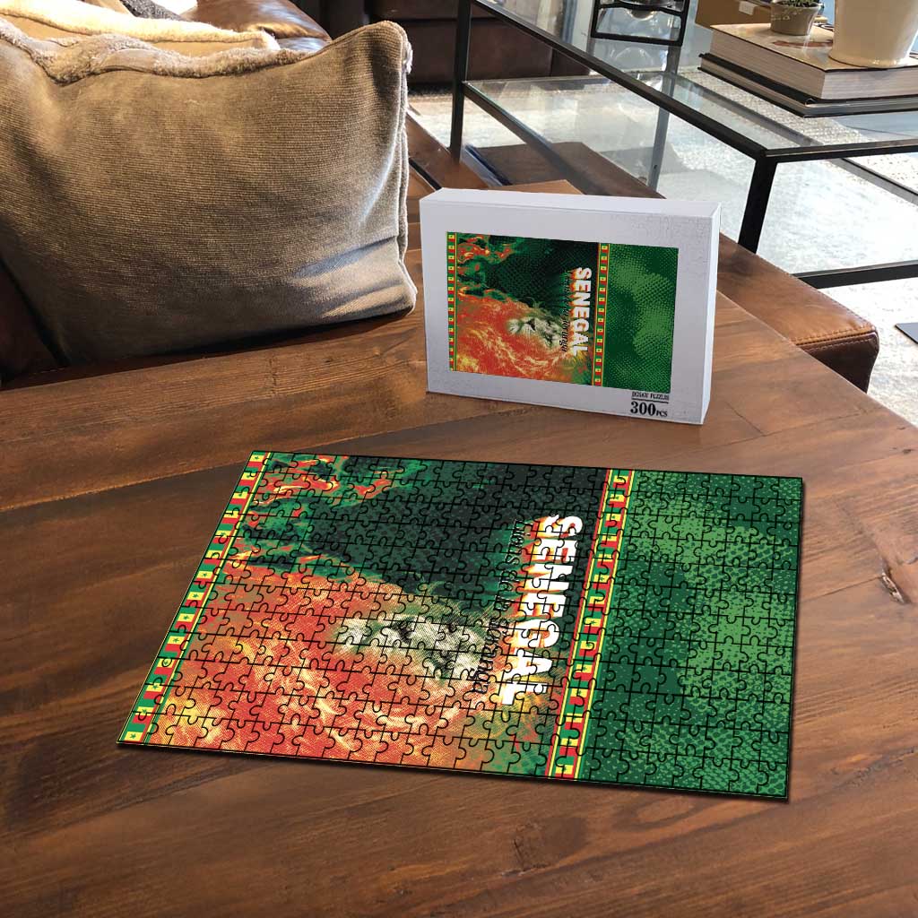 Senegal Football Puzzle Fiery Lion Halftone Mix Gradient Map Style