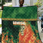 Senegal Football Quilt Fiery Lion Halftone Mix Gradient Map Style