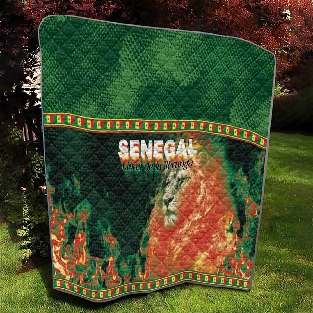Senegal Football Quilt Fiery Lion Halftone Mix Gradient Map Style