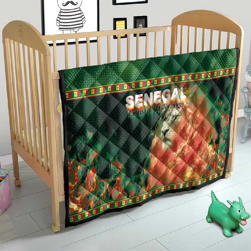 Senegal Football Quilt Fiery Lion Halftone Mix Gradient Map Style
