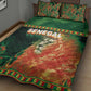 Senegal Football Quilt Bed Set Fiery Lion Halftone Mix Gradient Map Style