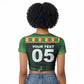 Custom Senegal Football Raglan Cropped T shirt Fiery Lion Halftone Mix Gradient Map Style