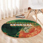 Senegal Football Round Carpet Fiery Lion Halftone Mix Gradient Map Style