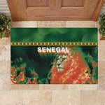 Senegal Football Rubber Doormat Fiery Lion Halftone Mix Gradient Map Style
