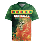 Custom Senegal Football Rugby Jersey Fiery Lion Halftone Mix Gradient Map Style