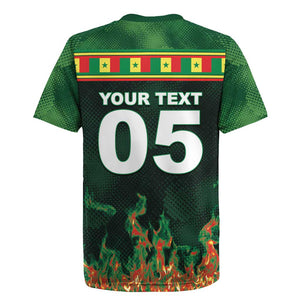 Custom Senegal Football Rugby Jersey Fiery Lion Halftone Mix Gradient Map Style
