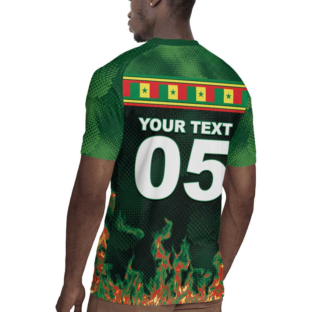 Custom Senegal Football Rugby Jersey Fiery Lion Halftone Mix Gradient Map Style