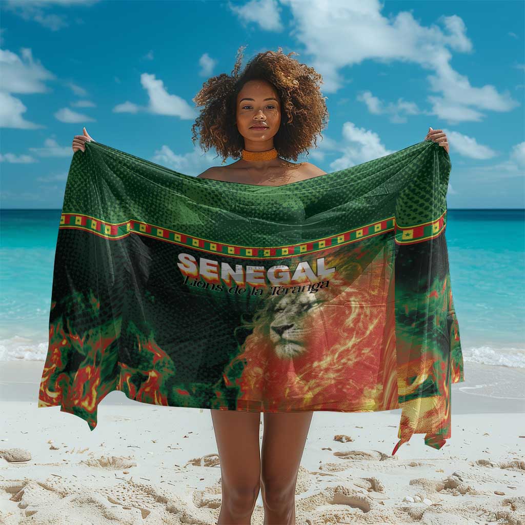 Senegal Football Sarong Fiery Lion Halftone Mix Gradient Map Style