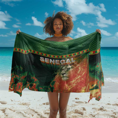 Senegal Football Sarong Fiery Lion Halftone Mix Gradient Map Style