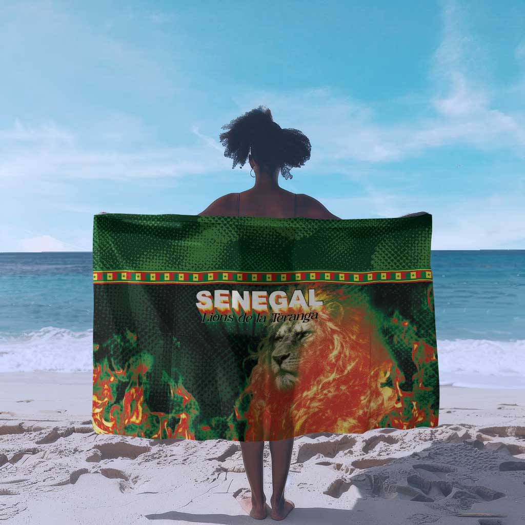 Senegal Football Sarong Fiery Lion Halftone Mix Gradient Map Style