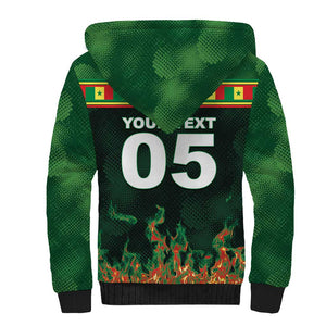 Custom Senegal Football Sherpa Hoodie Fiery Lion Halftone Mix Gradient Map Style