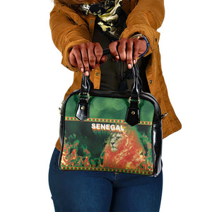 Senegal Football Shoulder Handbag Fiery Lion Halftone Mix Gradient Map Style