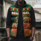 Custom Senegal Football Sleeveless Puffer Jacket Fiery Lion Halftone Mix Gradient Map Style