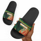 Senegal Football Slide Sandals Fiery Lion Halftone Mix Gradient Map Style