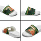 Senegal Football Slide Sandals Fiery Lion Halftone Mix Gradient Map Style