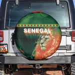 Senegal Football Spare Tire Cover Fiery Lion Halftone Mix Gradient Map Style