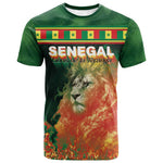 Custom Senegal Football T shirt Fiery Lion Halftone Mix Gradient Map Style
